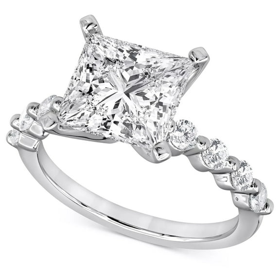 Pompeii 3Ct Princess Cut Diamond Engagement Ring 14k White Gold Lab Grown (G/H,VS1-VS2)