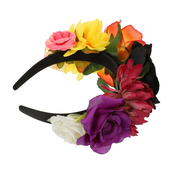 LULULION women's simulated rose flower headband elegant design in black 1Pcs