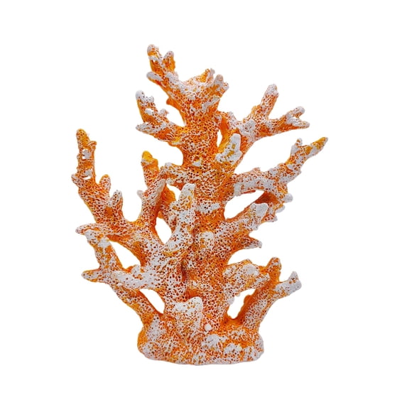 Escultura Etlemonde con decoración naranja de resina de arrecife de coral