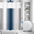 thumbnail image 2 of No Hook Shower Curtain, Gray Navy Blue Shower Curtains for Bathroom with See Through Top Window, Modern Gradient Geometric Waterproof & Washable Bath Curtain 60"x72", 2 of 9