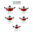 thumbnail image 4 of Cacerolas Antiadherentes con Tapa de Acero de Carbono Kingshouse, Ollas para Cocinar Hervir Guisar rojo 10, 4 of 6
