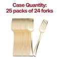 thumbnail image 6 of Smarty 4" Shiny Metallic Gold Mini Plastic Disposable Dessert Forks 600ct, 6 of 7