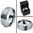 thumbnail image 4 of Tungsten Dance Move Dabbing Dab Band Ring 8mm Men Women Comfort Fit Gray Step Bevel Edge Brushed Polished, 4 of 4
