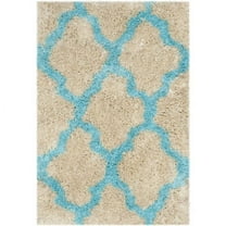 SAFAVIEH Barcelona Shag Mira Geometric Area Rug, Cream/Blue, 2' x 3'
