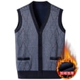 thumbnail image 2 of Bixock Casual Tops for Men,Fleece Vests for Mens,Tops for Men Knit Thermal V Neck Cardigan Vest Outerwear Casual Sleeveless Button Front Warm Tops, 2 of 6