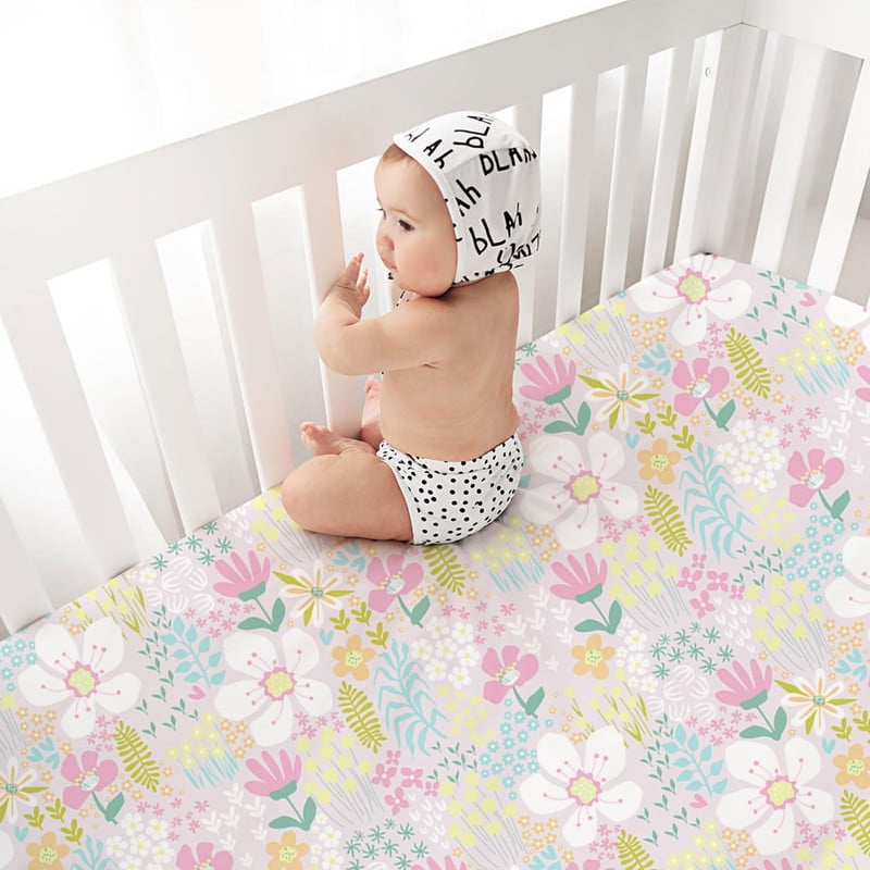 Plushii Baby Crib Sheets Fitted 4 Pack for Boys & Girls, 52'’ x 28'' Soft Microfiber Toddler Bed Sheets for Standard Crib & Toddler Mattresses (Flower)