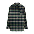 thumbnail image 5 of Women's Plaid Button Up Shirts Shackets Long Sleeve Lapel Collar Flannel Casual Fall Lightweight Jacket Outwear (S, Green), 5 of 6