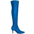 thumbnail image 3 of BLISSFUL STEP Women's Glitter Pointed Toe Stiletto Heels Over the Knee High Boots Royal Blue 7, 3 of 7
