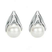 Yoursfs Imitation Pearl Stud Earrings for Women 18K White Gold Plated Teardrop Simulation Pearl Earrings Gift