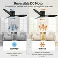 thumbnail image 2 of 42" Flush Mount Ceiling Fan without light, 3 Reversible Blades, with 6 Speeds Reversible DC Motor,Low Profile Ceiling Fan with no light for Living Room Kitchen Bedroom, 2 of 7