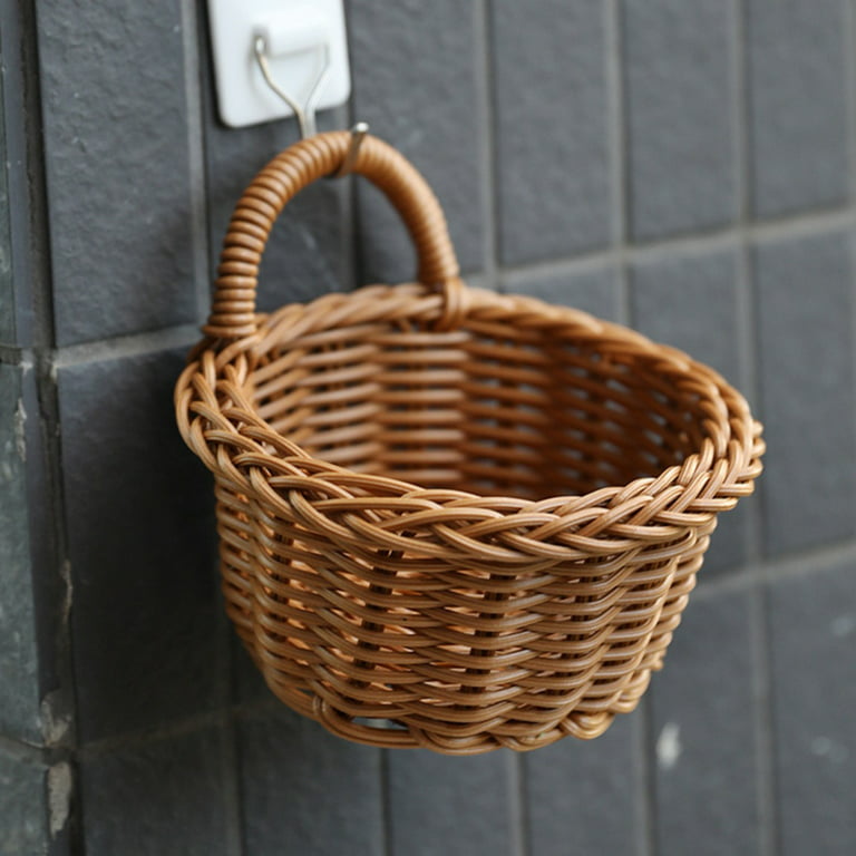 Hanging Storage Baskets, Pantry Wicker Baskets, Wall Mount Basket with Hook  Decorative Baskets for Organizing Woven Baskets for Kitchen Bathroom 