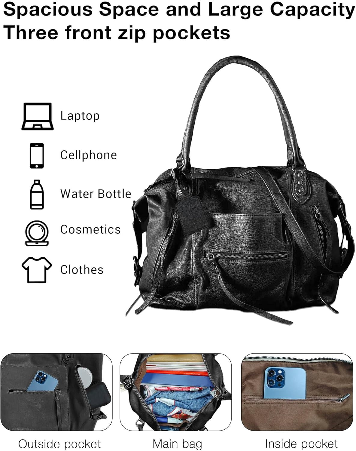 Women's Large Tote Bag City Tote Bag Fall Purse with Zipper Women Vegan Leather Hobo Handbags with Adjustable Strap