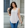 thumbnail image 4 of JYLFC Women Plus Size V Neck Tank Henley Pleated Sleeves Tops, White 2XL, 4 of 7