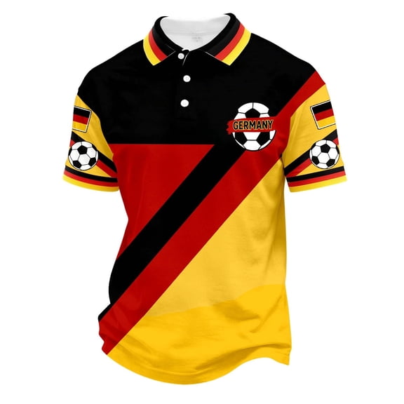 COSFO Mesh Polo Shirt Men Football Short Sleeve Germany Graphic Tees Pullover Collared Summer Classic Fit Casual Tops