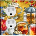 thumbnail image 1 of Metal Light Switch Wall Plate Outlet Cover (Coffee Tea Party Kettle Mocha Espresso Drinks - Single Duplex Single Toggle), 1 of 2