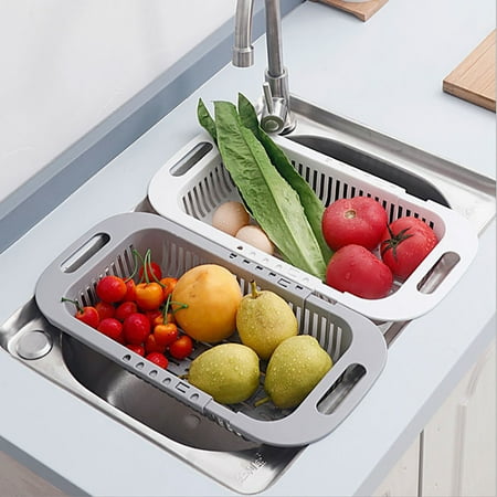 

Barhoo Kitchen Sink Drain Strainer Clearance! Drain Basket Kitchen Retractable Sink Drain Basket Multi Functional Fruit and Vegetable Cleaning Basket Drain Dish Rack Plastic Rack