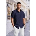 thumbnail image 2 of COOFANDY Men' Short Sleeve Button Down Shirt Wrinkle Free Stretch Business Casual Dress Shirt Summer Office Wedding Travel Untucked Shirt with Pocket Army Green, 2 of 6
