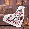thumbnail image 6 of Good Evening Starts Good Pour Wine Quote, Cozy Typography Art Scene, Warm Flannel Blanket for Living Room and Reading Nook, Art Lovers Valentine's Day Gift, Artistic Home Decor, 6 of 9