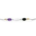 thumbnail image 2 of Gem Stone King 0.89 Ct Oval Purple Amethyst Black Onyx 925 Silver and 10K Yellow Gold Lab Grown Diamond Bracelet for Women, 2 of 4