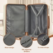Joyway 3-Piece Luggage Set 20-Inch Carry-On Suitcase with Spinner Wheels TSA Lock Travel Duffel Bag and Toiletry Bag Hardside Lightweight Luggage Beige