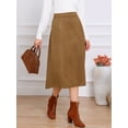 thumbnail image 4 of DARING DIVA Women's Casual A Line Faux Suede Midi Skirts S Brown, 4 of 6