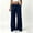 Dark Blue women's wide leg trousers a1, variant on Cagogo Women's Wide Leg Drawstring Trousers Flowy Casual Loose Pants with Pockets Solid Long Palazzo Trousers Travel Work Lounge Outfits Fall Clothes, Light Blue XL