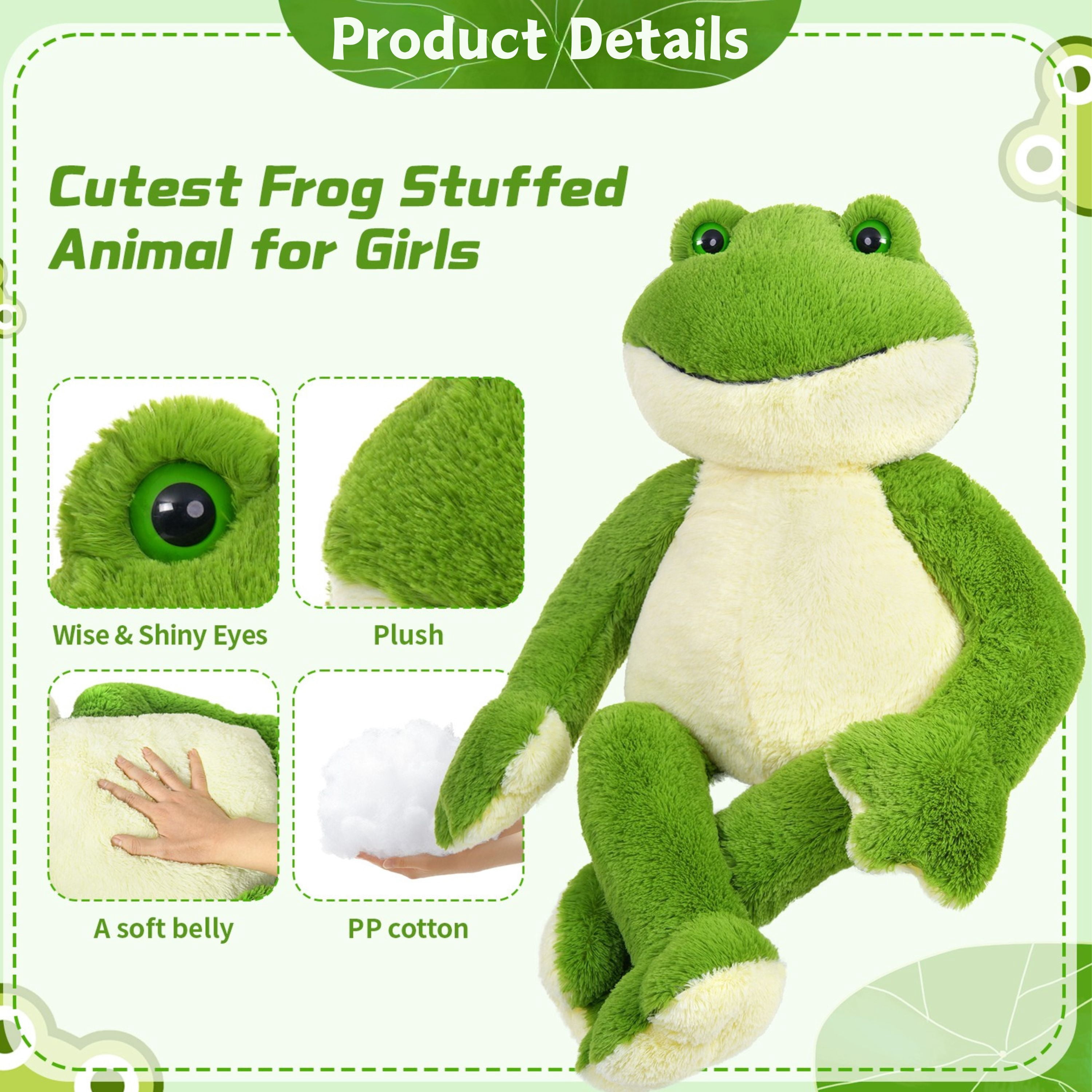 Muiteiur Frog Stuffed Animal 35.5" Giant Frog Plush Toy Frog Body Pillow