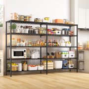 68.9 Wide Storage Shelves Heavy Duty Wire Shelving Unit 72.4 Tall Metal Shelves for Storage Rack 5 Tier Adjustable Garage Shelving 1500Lbs Steel Shelves for Pantry Kitchen Basement,Black