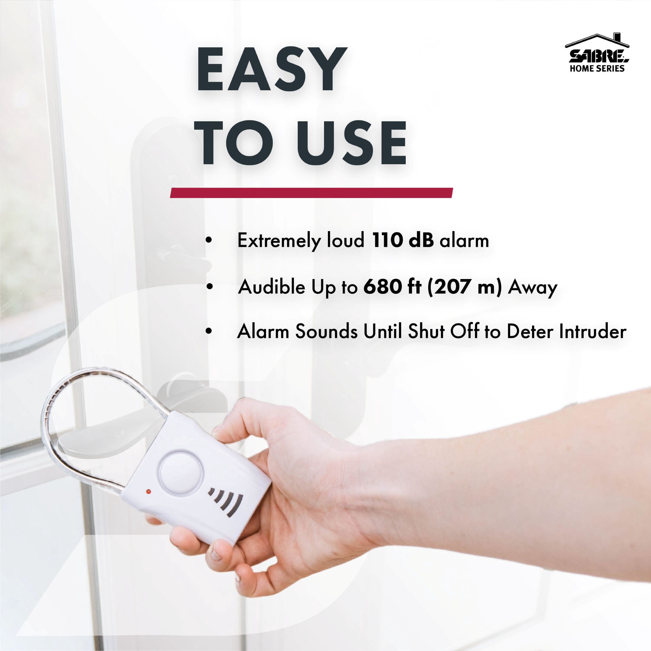 SABRE Door Handle Alarm – 110dB Door Alarm for Home Security