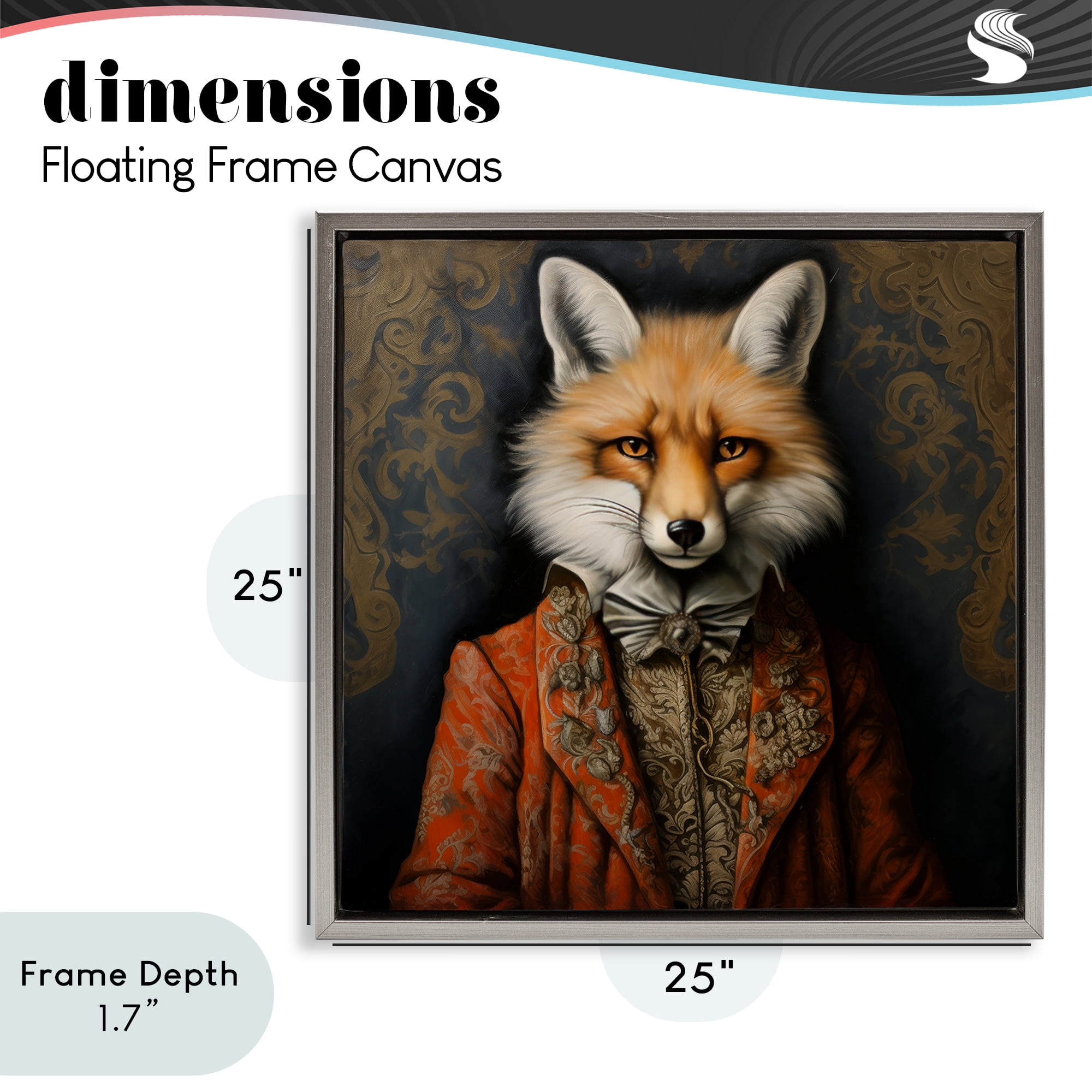 Stupell Industries Mystical Metamorphosis Fox Gray Framed Floater Canvas Wall Art, design by Lazar Studio