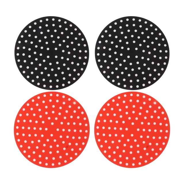 Tapis pour Friteuse à Air Chaud, 4 Pcs Tapis Rond pour Friteuse à Air Tapis Rond en Silicone pour Friteuse à Air Accessoires de Friteuse à Air Faciles à Nettoyer
