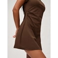 thumbnail image 6 of Women Summer T Shirt Dress Casual Cap Sleeve Loose Shift Mini Dresses Coffee Color M, 6 of 7