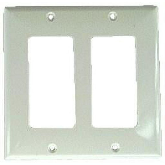 IEC WH20002 White Plastic Two Gang Wall Plate with 2 Decora Cutouts