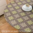 thumbnail image 3 of GFDYREE Round Vinyl Fitted Tablecloth with Flannel Backing Elastic Edge Plastic Table Cover Waterproof Table Cloth Stain-Resistant Wipeable for 45"-56" Round Table, 3 of 7