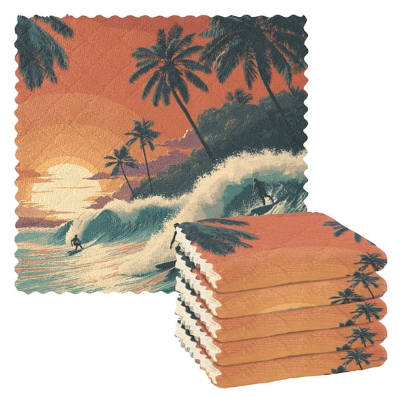 6 Pieces of Kitchen Towels 11x11Inch Kitchen Dish Cloths Kitchen Dish Towels Reuseable Cleaning Cloths Surfer