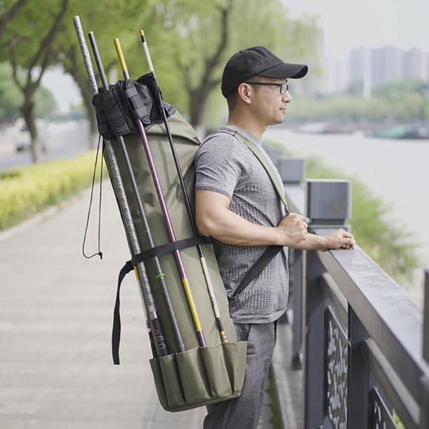 backpack friendly fishing pole CherryHome Fishing Pole Holder Fishing Rod Bag Large Capacity Waterproof  Travel-friendly Portable Fishing Pole Carrier Case