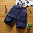 thumbnail image 1 of Men Shorts Solid Color Cotton Blended Casual Summer Beach Cropped Pants With Drawstring, 1 of 5