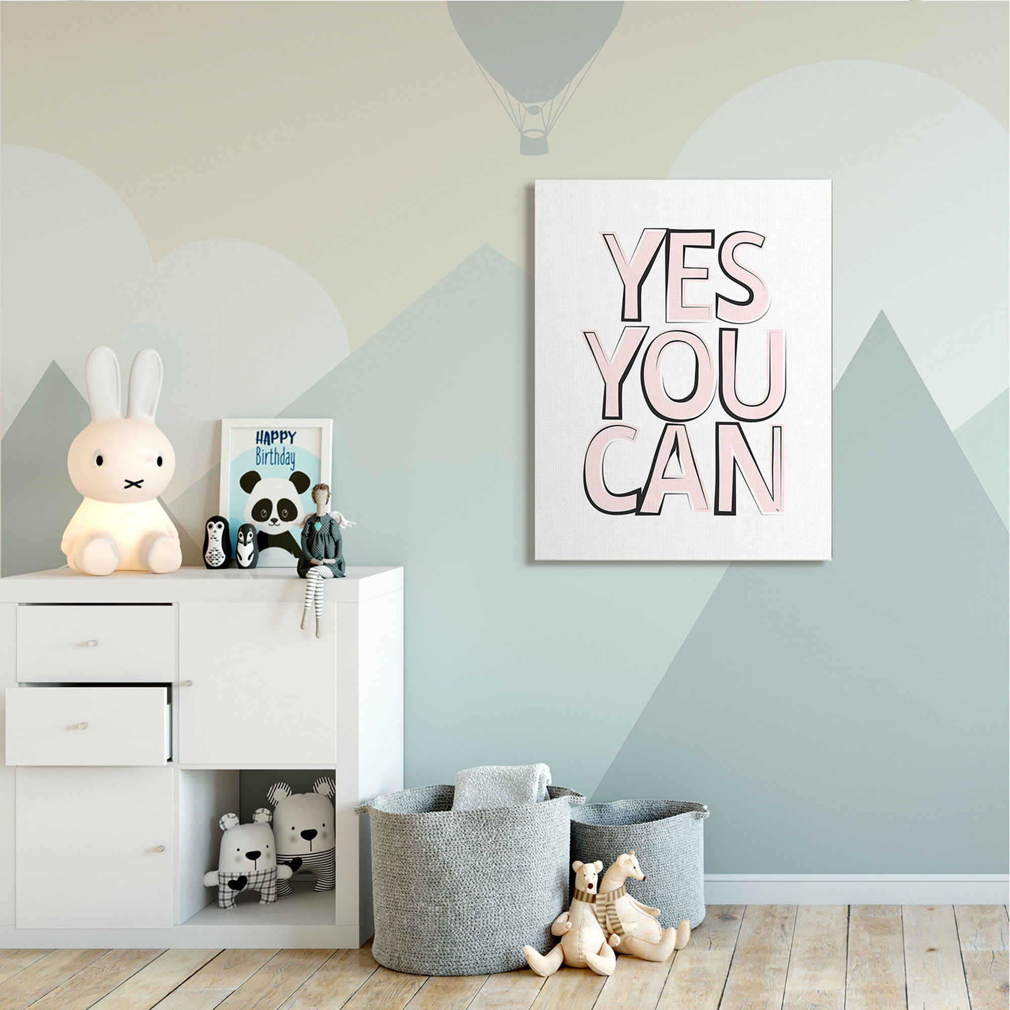 Stupell Industries Yes You Can Phrase Minimal Pink Bold Text Typography Painting Gallery Wrapped Canvas Art Print Wall Art, 36 x 48