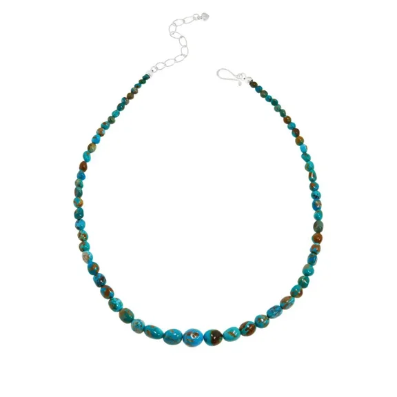 Jay King Sterling Silver Gold Color Matrix Turquoise Bead Necklace 18"