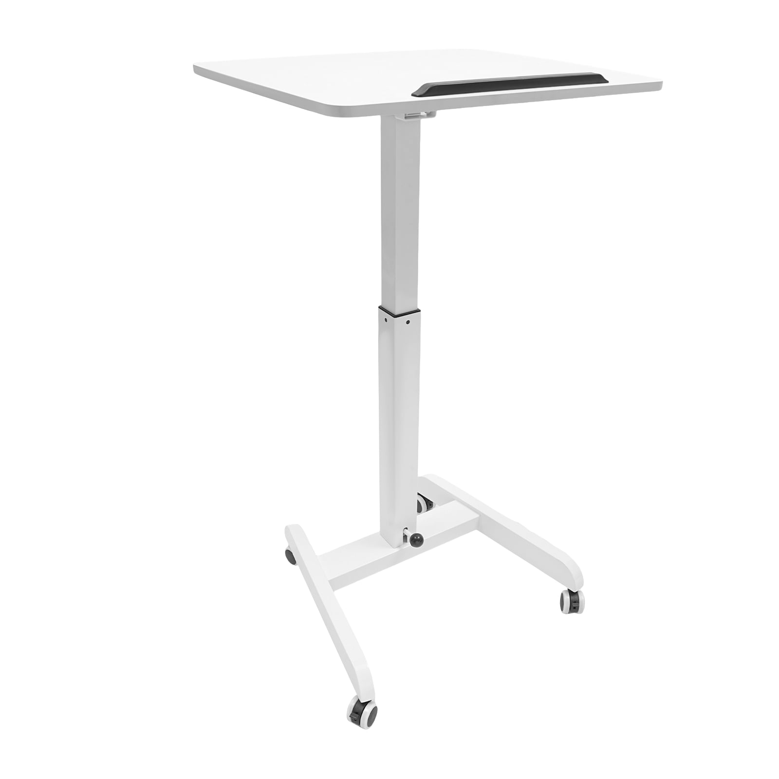 Standing Desk with Tilting Top, Modern White Mobile Standing Desk, Lectern Portable with Wheels 20.5*23.6*44.2in