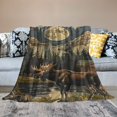 thumbnail image 2 of Shiartex  Rustic Moose Deer Flannel Blankets, Retro Vintage Bear Cottage Country Style Cabin Mountain Farmhouse Throw Bed Blanket for Sofa Chair Bed White, 2 of 6