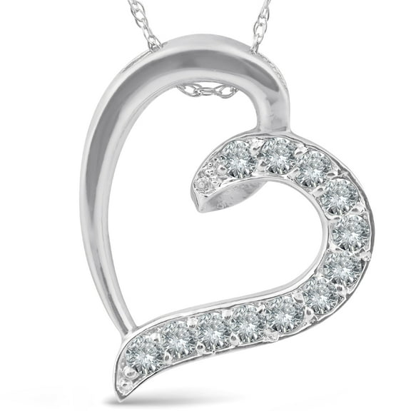 Pompeii 1/2ct Diamond Heart Pendant 10K White Gold (G/H,I1)