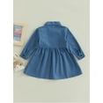 thumbnail image 4 of hirigin Kid Girl Shirt Dress, Solid Color Long Sleeve Turn-Down Collar Button Closure A-Line Dress for Spring Autumn, 4 of 8