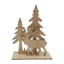 UYUH Wooden Village Scene Christmas Table Decor, Xmas Wooden House Tabletop Display with Reindeer for Mantle, DIY Holiday Winter Wonderland Decoration