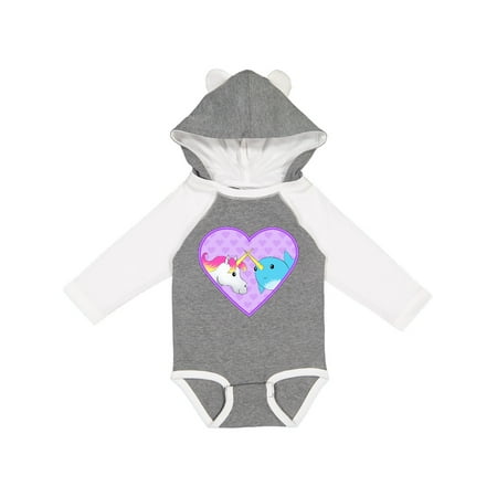 

Inktastic Unicorn and narwhal cute couple Gift Baby Boy or Baby Girl Long Sleeve Bodysuit