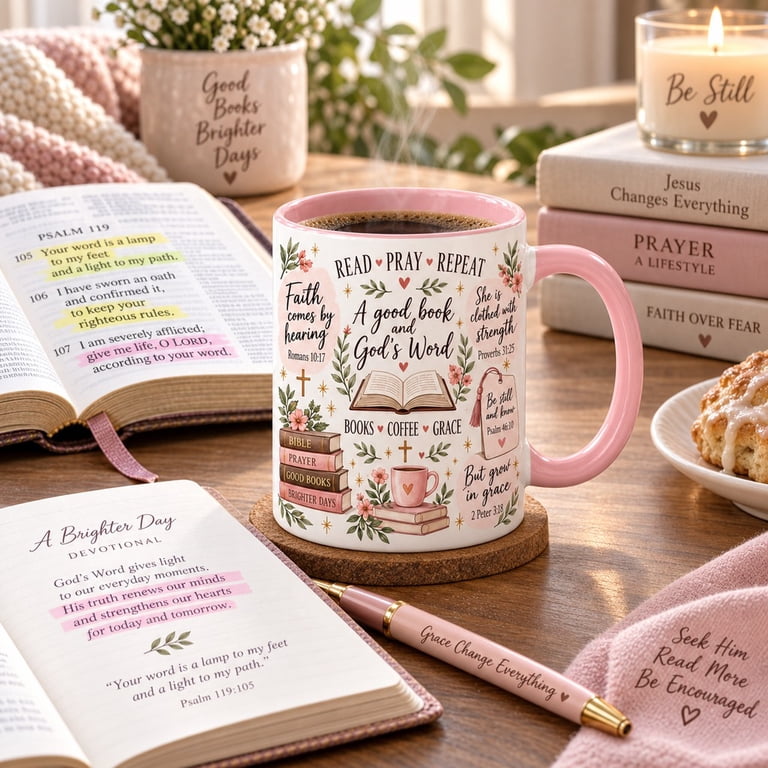 Coffee Mug Christian Reader Faith Book Lover for Morning Devotions ...