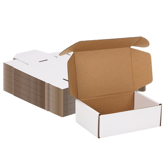 (50 pack)6x4x2 Shipping Boxes, Small Tuck-Top Corrugated Box, Mailer Box, white