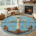 thumbnail image 3 of Marine Nautical Round Area&nbsp;Rug 6ft Vintage Anchor Wooden Board Non-Slip&nbsp;Washable Circle Rugs Soft Felt Indoor Floor Mat for Bedroom Kitchen Living Room Bathroom, 3 of 9