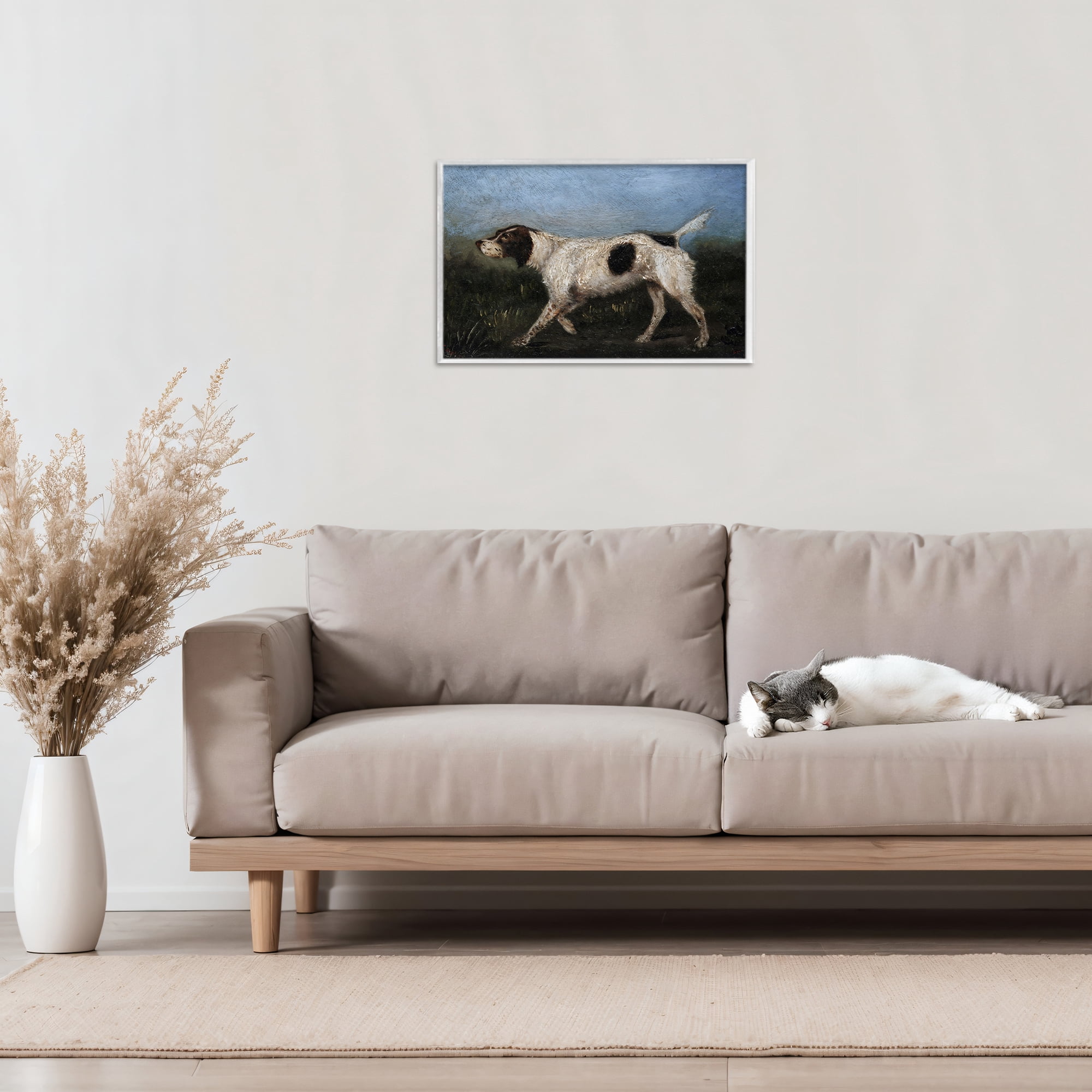 Stupell Industries Alert Hunting Dog in Field White Framed Giclee Art, design by Arlington Prints