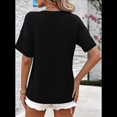 thumbnail image 4 of Blusas de Verano con Cuello en V para Mujer, Camisetas Extragrandes, Blusas de Corta para Mujer, Atuendos Informales Elegantes para el Trabajo. Negro XL, 4 of 8